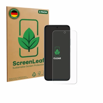 Face avant d’un emballage produit avec le logo de la marque ScreenLeaf. À côté, l’appareil Vivo Y500i est représenté avec la p