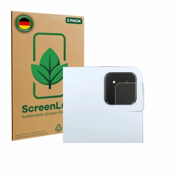Face avant d’un emballage produit avec le logo de la marque ScreenLeaf. À côté, l’appareil Xiaomi Pad 7 Pro (Caméra UNIQUEMENT