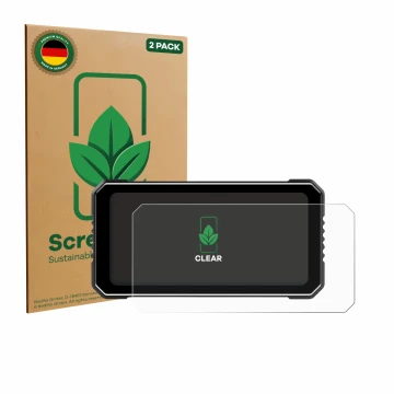 Face avant d’un emballage produit avec le logo de la marque ScreenLeaf. À côté, l’appareil Vtopek MT26 6.25
