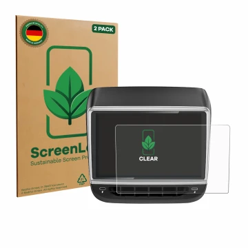 Face avant d’un emballage produit avec le logo de la marque ScreenLeaf. À côté, l’appareil Tlyard T10 est représenté avec la p