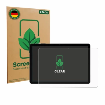 Face avant d’un emballage produit avec le logo de la marque ScreenLeaf. À côté, l’appareil Doogee Tab G5 est représenté avec l