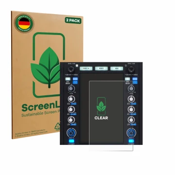 Face avant d’un emballage produit avec le logo de la marque ScreenLeaf. À côté, l’appareil Rane System One est représenté avec