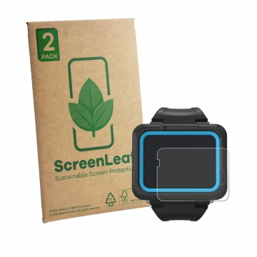 Face avant d’un emballage produit avec le logo de la marque ScreenLeaf. À côté, l’appareil Shearwater PEREGRINE dive computer 