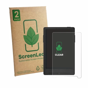 Face avant d’un emballage produit avec le logo de la marque ScreenLeaf. À côté, l’appareil Xteink X3 est représenté avec la pr