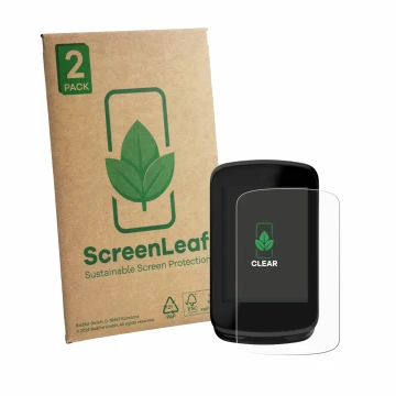 Face avant d’un emballage produit avec le logo de la marque ScreenLeaf. À côté, l’appareil Magene C606 V2 est représenté avec 