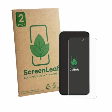 Face avant d’un emballage produit avec le logo de la marque ScreenLeaf. À côté, l’appareil Xiaomi Redmi K90 Max est représenté