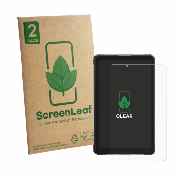 Face avant d’un emballage produit avec le logo de la marque ScreenLeaf. À côté, l’appareil Hotwav R11 Pro est représenté avec 