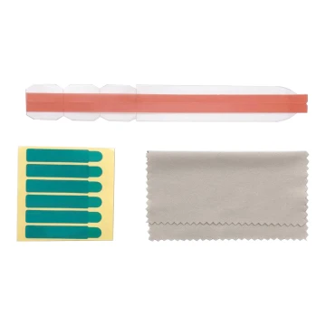 Image des bandes adhésives, des languettes de maintien et du chiffon en microfibre