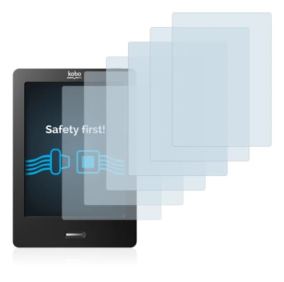 Image de l'appareil Kobo eReader Touch avec une grande variété de protections d'écran.