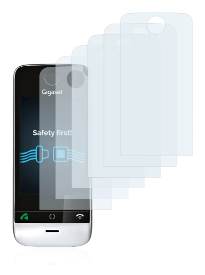 Image de l'appareil Gigaset SL910 (découpe circulaire) avec une grande variété de protections d'écran.