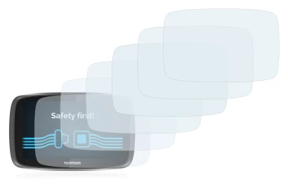 Image de l'appareil TomTom GO 5000 avec une grande variété de protections d'écran.