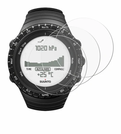 Image de l'appareil Suunto Core Regular Black avec une grande variété de protections d'écran.
