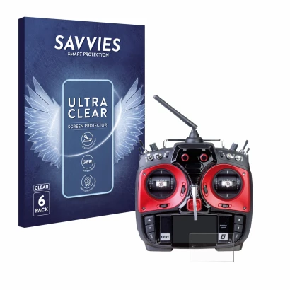 Face avant d’un emballage produit avec le logo de la marque Savvies. À côté, l’appareil Graupner MZ-24 est représenté avec la 