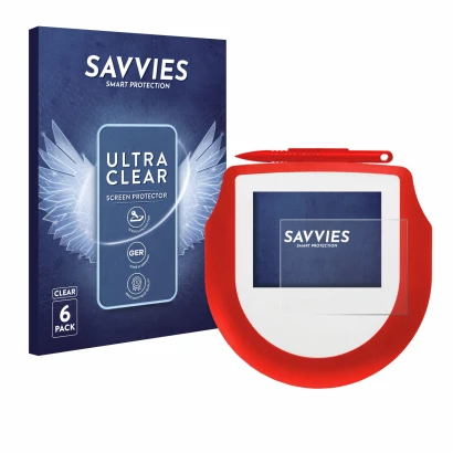 Face avant d’un emballage produit avec le logo de la marque Savvies. À côté, l’appareil Signotec Signature Pad Omega est repré