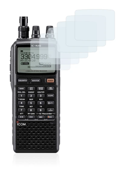 Image de l'appareil Icom IC-R20 avec une grande variété de protections d'écran.