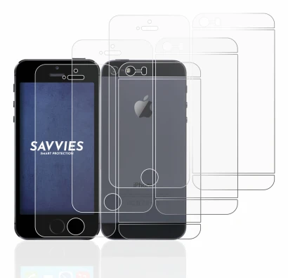 Image de l'appareil Apple iPhone 5S (Avant+Arrière) avec une grande variété de protections d'écran.
