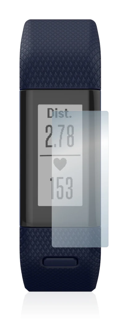Image de l'appareil Garmin Vivosmart HR+ avec une grande variété de protections d'écran.