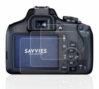Image de l'appareil Canon EOS 2000D avec une grande variété de protections d'écran.