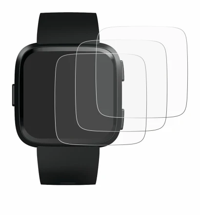 Image de l'appareil Fitbit Versa avec une grande variété de protections d'écran.