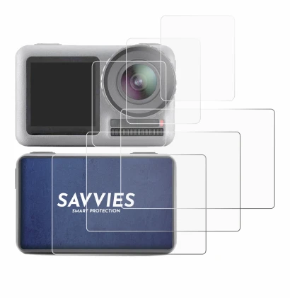 Image de l'appareil DJI Osmo Action avec une grande variété de protections d'écran.