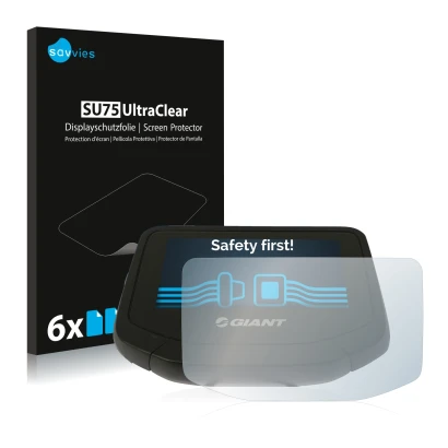 Face avant d’un emballage produit avec le logo de la marque Savvies. À côté, l’appareil Giant RideControl Evo est représenté a