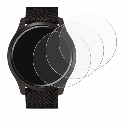 Image de l'appareil Garmin vivomove Style (42 mm) avec une grande variété de protections d'écran.