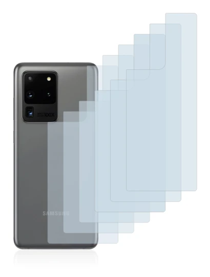 Image de l'appareil Samsung Galaxy S20 Ultra (Arrière) avec une grande variété de protections d'écran.