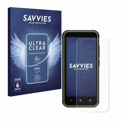 Face avant d’un emballage produit avec le logo de la marque Savvies. À côté, l’appareil SkyCaddie SX400 est représenté avec la
