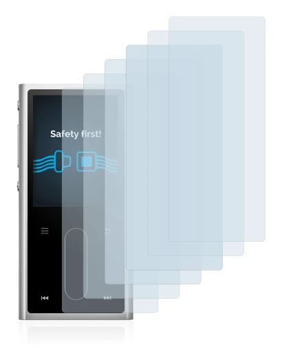 Image de l'appareil FiiO M3K avec une grande variété de protections d'écran.