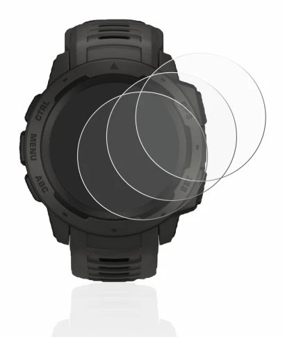 Image de l'appareil Garmin Instinct Solar avec une grande variété de protections d'écran.