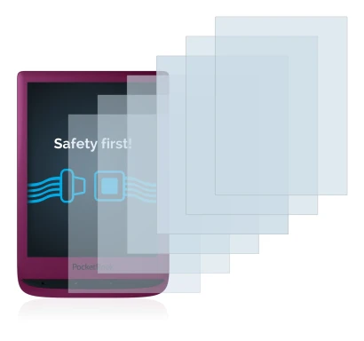 Image de l'appareil PocketBook Touch Lux 5 avec une grande variété de protections d'écran.