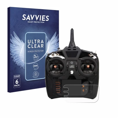 Face avant d’un emballage produit avec le logo de la marque Savvies. À côté, l’appareil Spektrum NX8 est représenté avec la pr