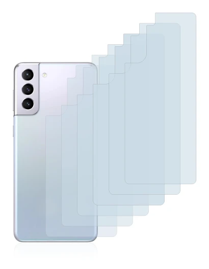 Image de l'appareil Samsung Galaxy S21 (Arrière) avec une grande variété de protections d'écran.