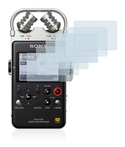 Image de l'appareil Sony PCM D100 avec une grande variété de protections d'écran.