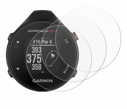 Image de l'appareil Garmin Approach G12 avec une grande variété de protections d'écran.