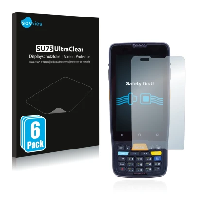 Face avant d’un emballage produit avec le logo de la marque Savvies. À côté, l’appareil Datalogic Memor K est représenté avec 