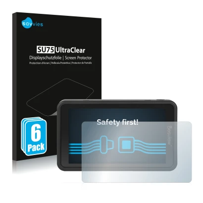 Face avant d’un emballage produit avec le logo de la marque Savvies. À côté, l’appareil Desview R5 5.5" est représenté avec la