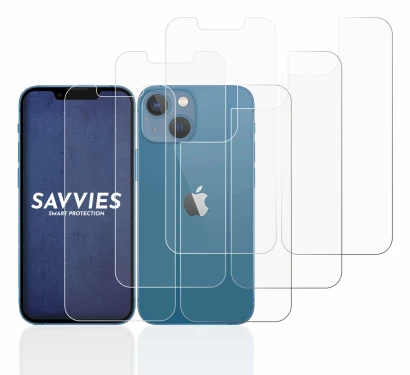 Image de l'appareil Apple iPhone 13 mini (Avant+Arrière) avec une grande variété de protections d'écran.