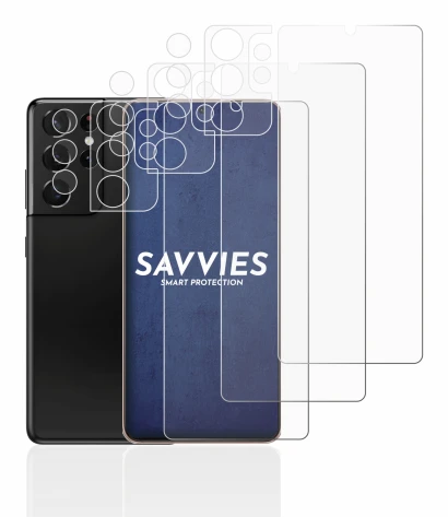 Image de l'appareil Samsung Galaxy S21 Ultra 5G (Avant+Caméra) avec une grande variété de protections d'écran.