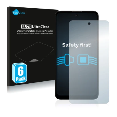 Face avant d’un emballage produit avec le logo de la marque Savvies. À côté, l’appareil Motorola Moto E40 est représenté avec 