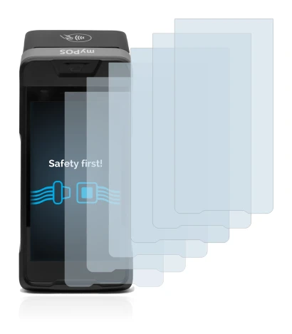 Image de l'appareil myPOS Carbon avec une grande variété de protections d'écran.