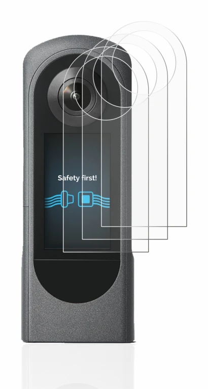 Image de l'appareil Ricoh Theta X avec une grande variété de protections d'écran.