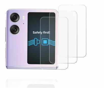 Image de l'appareil Oppo Find N2 Flip (Affichage arrière) avec une grande variété de protections d'écran.