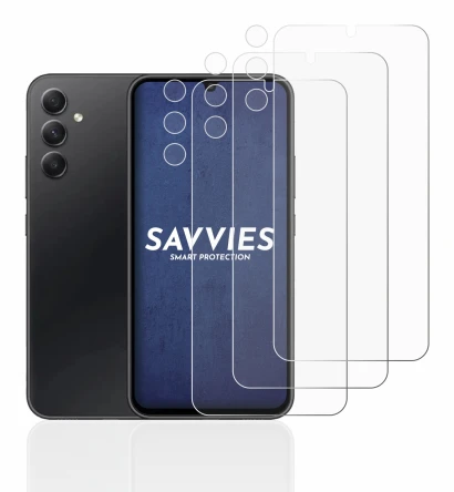 Image de l'appareil Samsung Galaxy A34 5G (Avant+Caméra) avec une grande variété de protections d'écran.