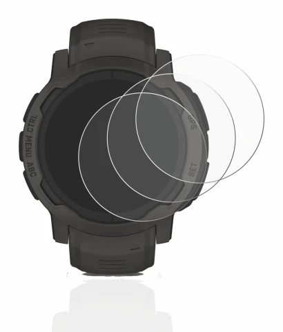 Image de l'appareil Garmin Instinct 2 Solar avec une grande variété de protections d'écran.