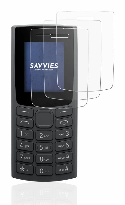 Image de l'appareil Nokia 110 (2023) avec une grande variété de protections d'écran.