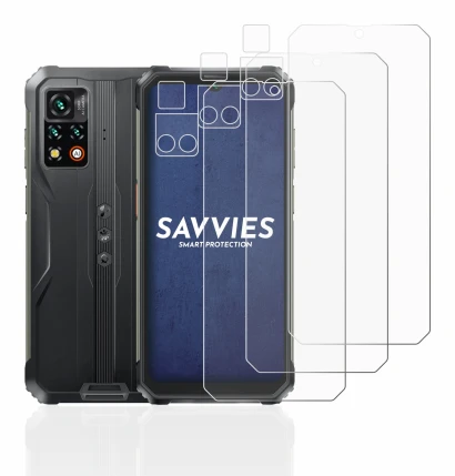 Image de l'appareil Blackview BV9200 (Avant+Caméra) avec une grande variété de protections d'écran.