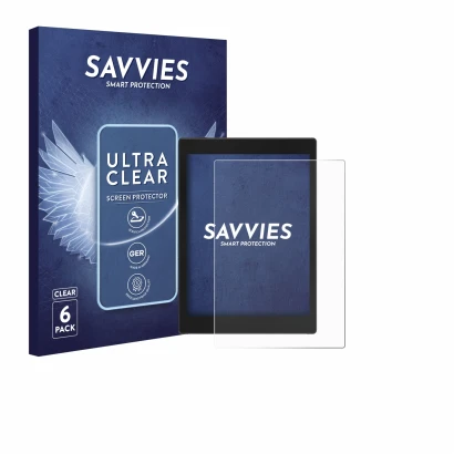 Face avant d’un emballage produit avec le logo de la marque Savvies. À côté, l’appareil Boox Tab Mini C est représenté avec la