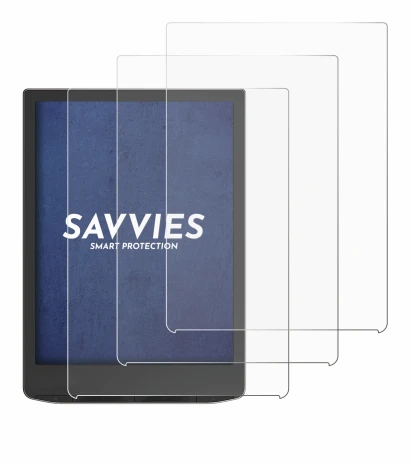 Image de l'appareil PocketBook InkPad 4 avec une grande variété de protections d'écran.