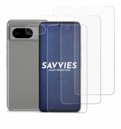 Image de l'appareil Google Pixel 8 (Avant+Caméra) avec une grande variété de protections d'écran.